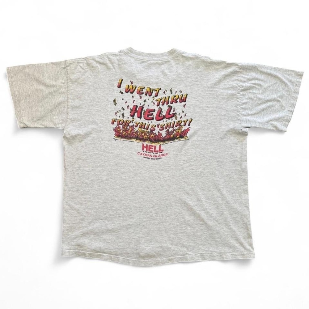 Vintage 90s I Went Thru Hell For This Shirt Novelty Flames Devil Joke T-shirt XL
